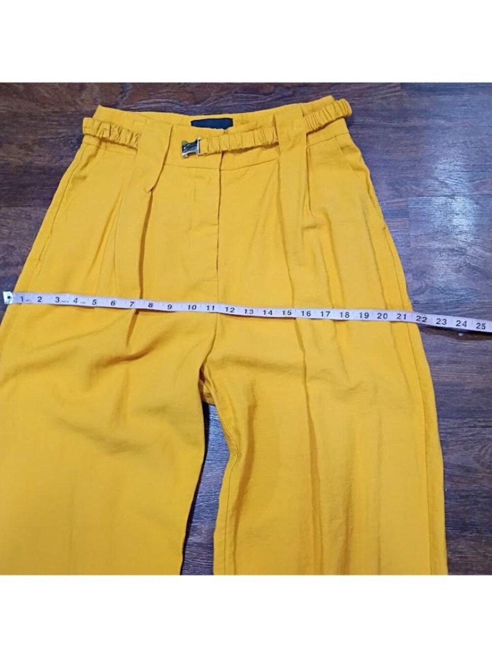 Caos ID Brasil Size L Yellow Wide-Leg High-Paperbag Long Lagenlook Gauzy Artsey - Picture 14 of 14